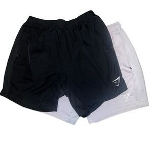 Gymshark Mens Large Black 6” Inseam Zip Pockets Drawstring Athletic Gym Shorts